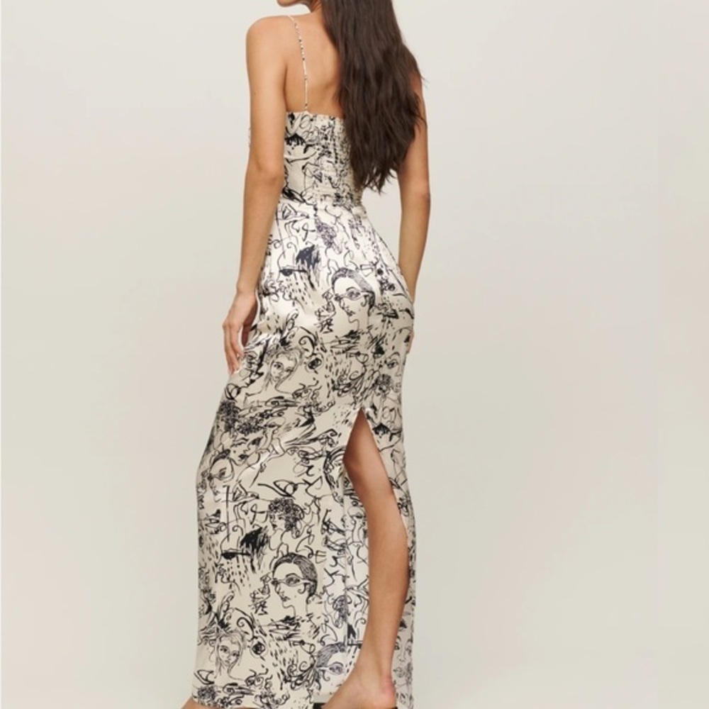 Reformation Frankie Silk Dress in Vogue *NEW* - Picture 4 of 7